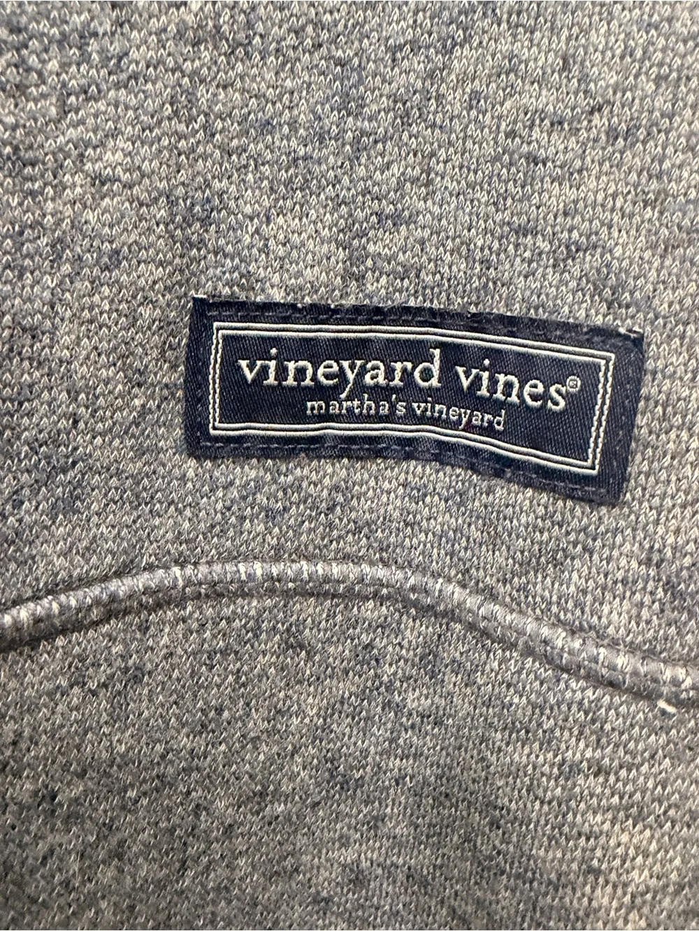 Vineyard Vines Heathered Blue Quarter-Zip Pullover with Dark Blue Yoke